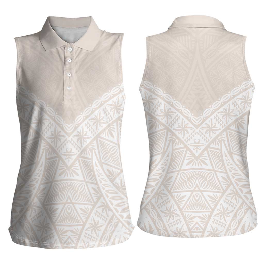Lotu Tamaiti Tongan Polynesian Art Pattern Women Sleeveless Polo Shirt Traditional Tribal Motifs - Polynesian Pride