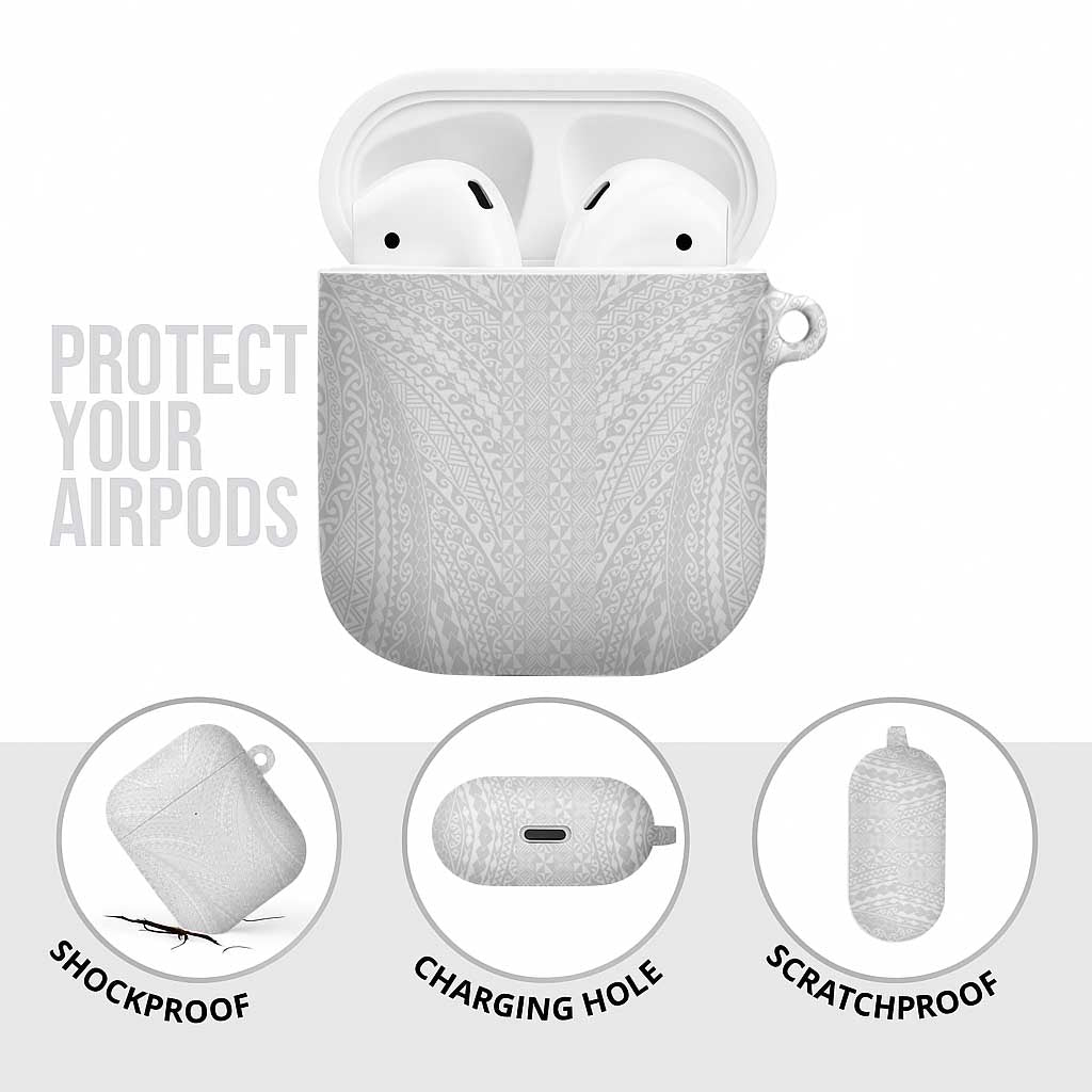 Lotu Tamaiti White Tongan Ngatu AirPods Case Polynesian Tribal Fonulei Pattern - Polynesian Pride