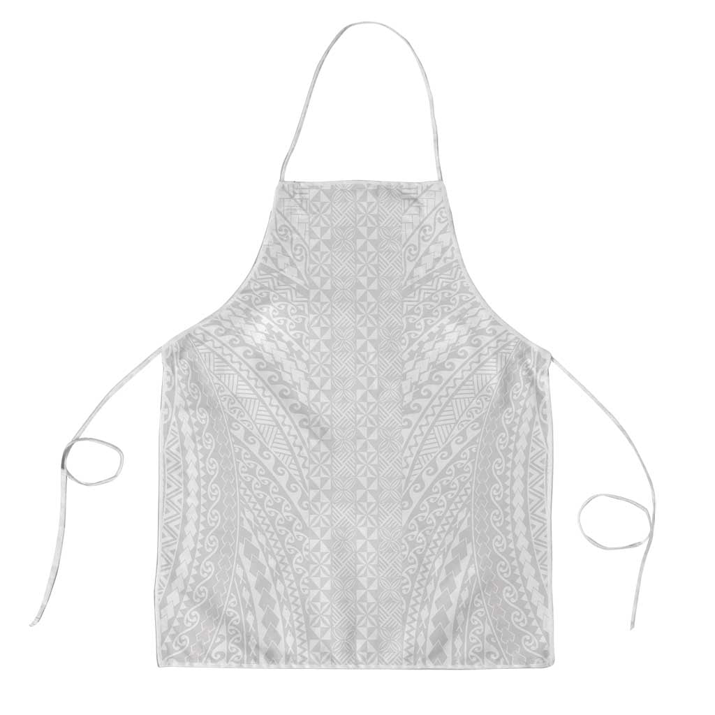 Lotu Tamaiti White Tongan Ngatu Apron Polynesian Tribal Fonulei Pattern - Polynesian Pride