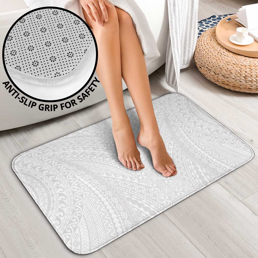 Lotu Tamaiti White Tongan Ngatu Bathroom Set Polynesian Tribal Fonulei Pattern - Polynesian Pride