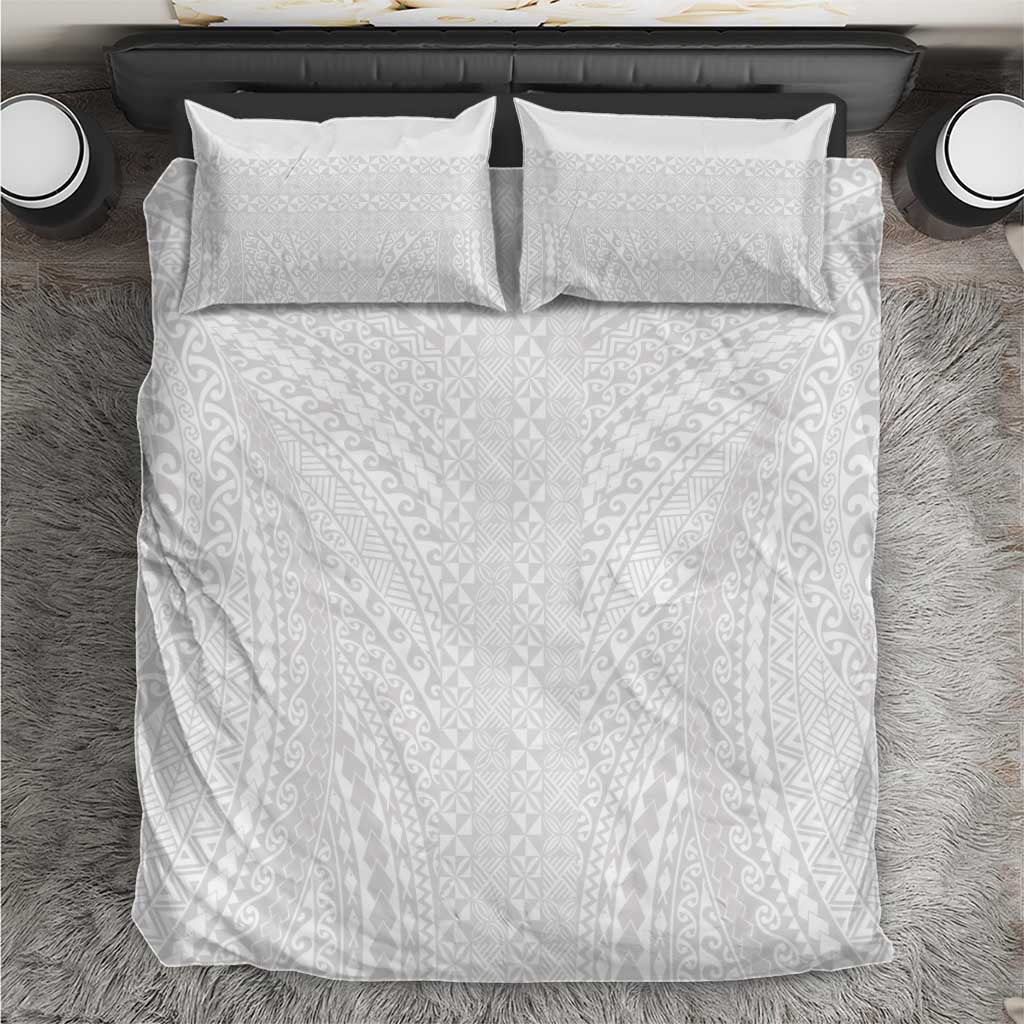 Lotu Tamaiti White Tongan Ngatu Bedding Set Polynesian Tribal Fonulei Pattern LT9 White - Polynesian Pride