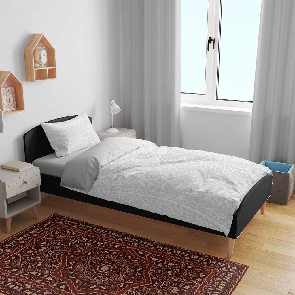 Lotu Tamaiti White Tongan Ngatu Bedding Set Polynesian Tribal Fonulei Pattern LT9 - Polynesian Pride