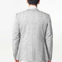 Lotu Tamaiti White Tongan Ngatu Blazer Polynesian Tribal Fonulei Pattern - Polynesian Pride