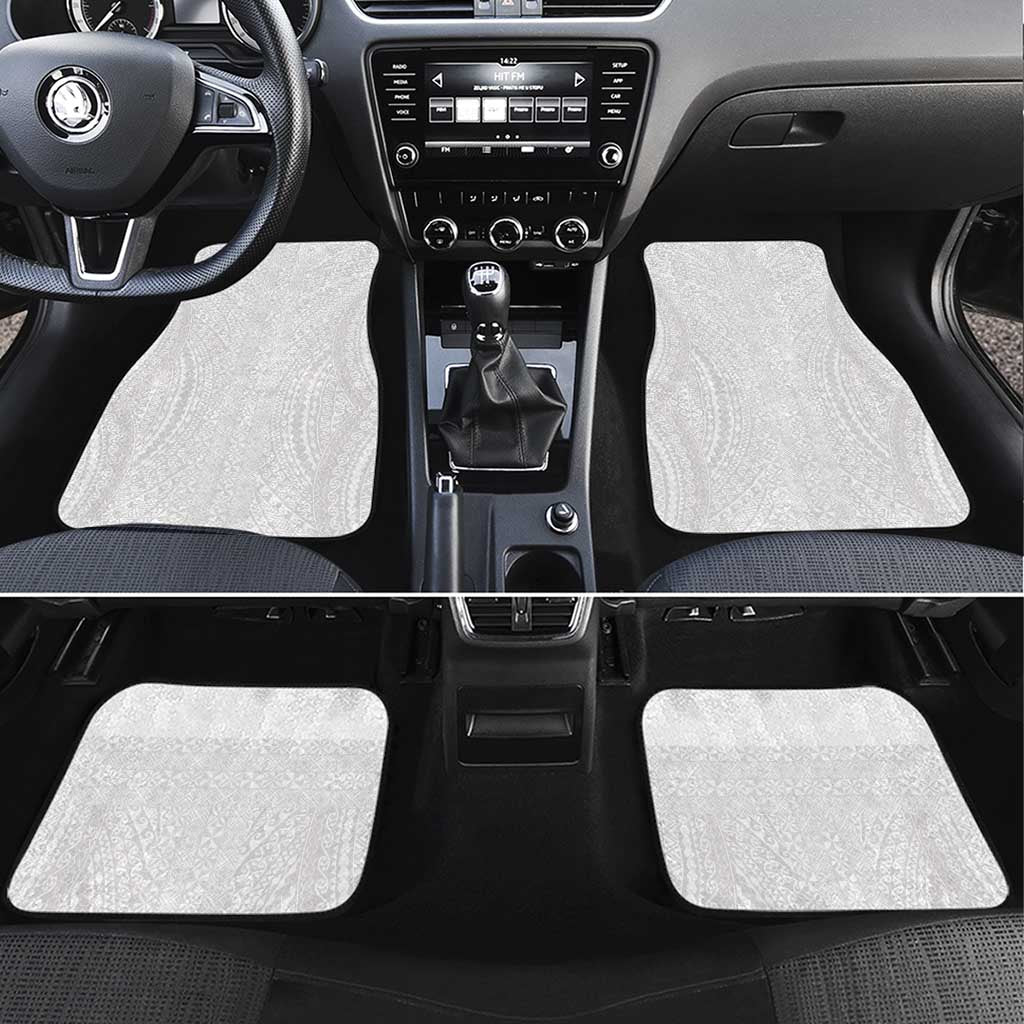 Lotu Tamaiti White Tongan Ngatu Car Mats Polynesian Tribal Fonulei Pattern - Polynesian Pride