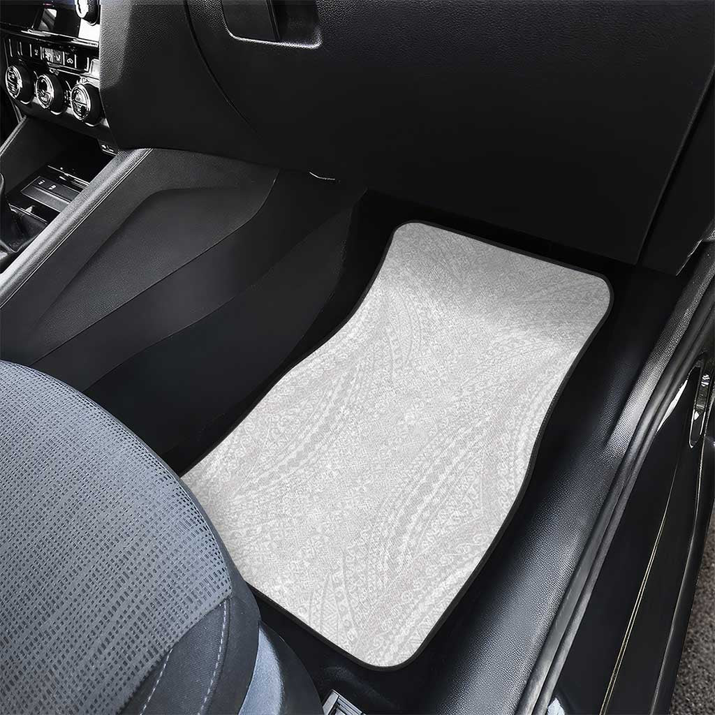Lotu Tamaiti White Tongan Ngatu Car Mats Polynesian Tribal Fonulei Pattern - Polynesian Pride