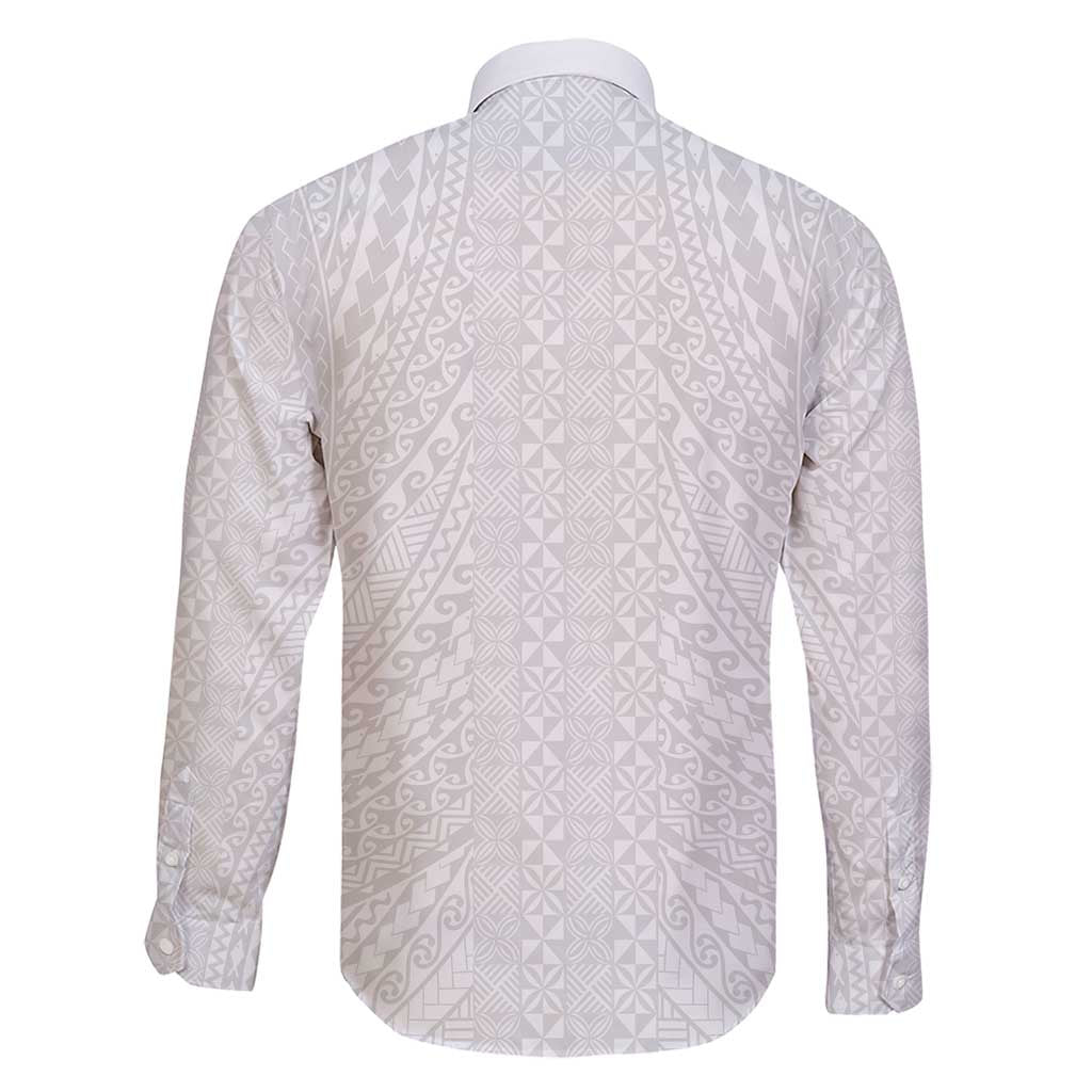 Lotu Tamaiti White Tongan Ngatu Family Matching Short Sleeve Bodycon Dress and Hawaiian Shirt Polynesian Tribal Fonulei Pattern - Polynesian Pride