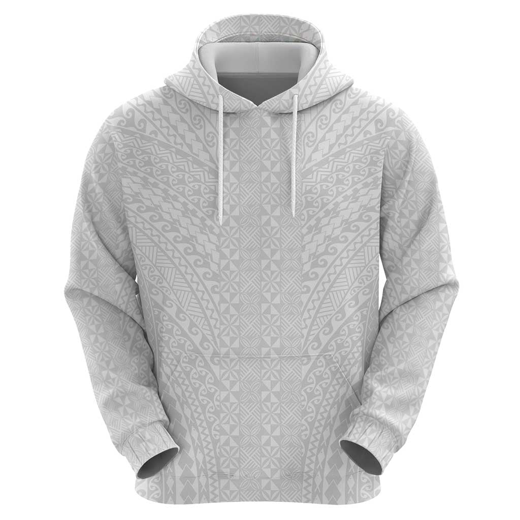 Lotu Tamaiti White Tongan Ngatu Hoodie Polynesian Tribal Fonulei Pattern - Polynesian Pride