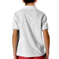 Lotu Tamaiti White Tongan Ngatu Kid Polo Shirt Polynesian Tribal Fonulei Pattern - Polynesian Pride