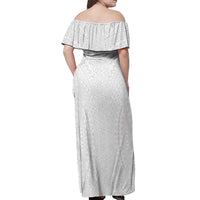 Lotu Tamaiti White Tongan Ngatu Off Shoulder Maxi Dress Polynesian Tribal Fonulei Pattern LT9 - Polynesian Pride
