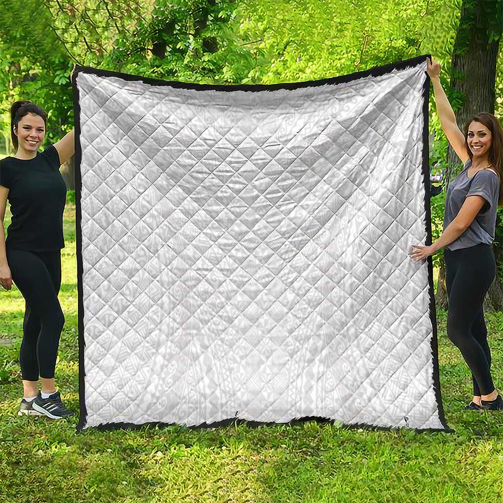 Lotu Tamaiti White Tongan Ngatu Quilt Polynesian Tribal Fonulei Pattern - Polynesian Pride