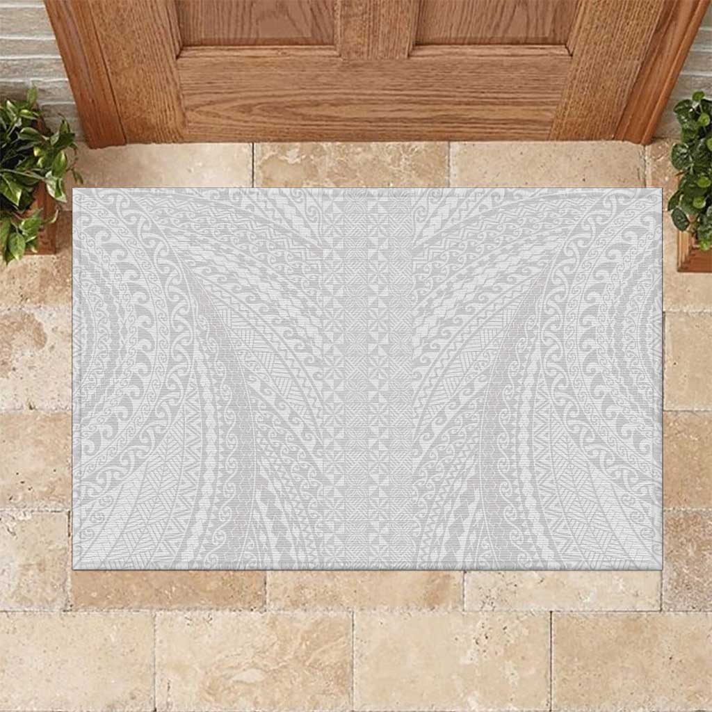 Lotu Tamaiti White Tongan Ngatu Rubber Doormat Polynesian Tribal Fonulei Pattern - Polynesian Pride
