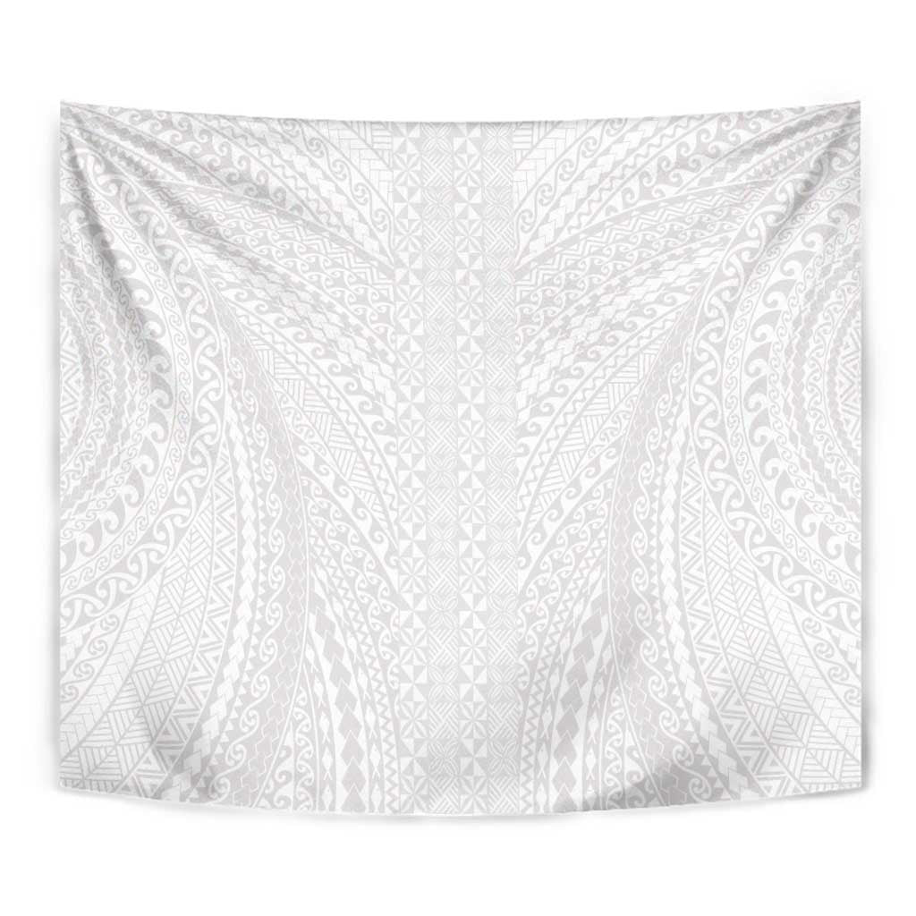 Lotu Tamaiti White Tongan Ngatu Tapestry Polynesian Tribal Fonulei Pattern - Polynesian Pride