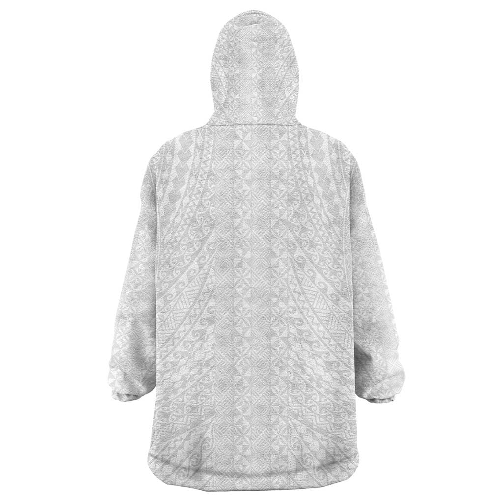 Lotu Tamaiti White Tongan Ngatu Wearable Blanket Hoodie Polynesian Tribal Fonulei Pattern LT9 - Polynesian Pride