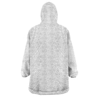 Lotu Tamaiti White Tongan Ngatu Wearable Blanket Hoodie Polynesian Tribal Fonulei Pattern LT9 - Polynesian Pride