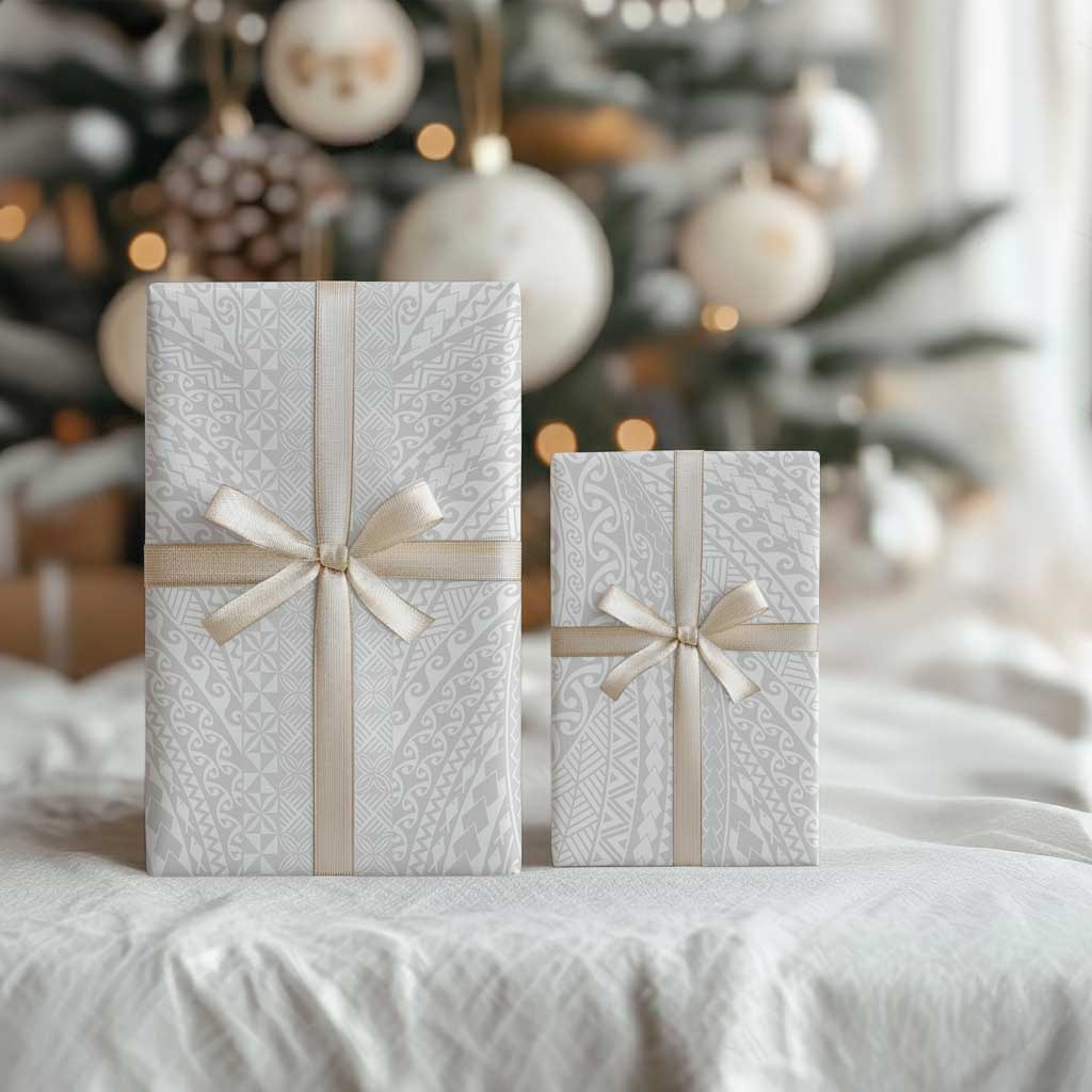 Lotu Tamaiti White Tongan Ngatu Wrapping Paper Polynesian Tribal Fonulei Pattern - Polynesian Pride