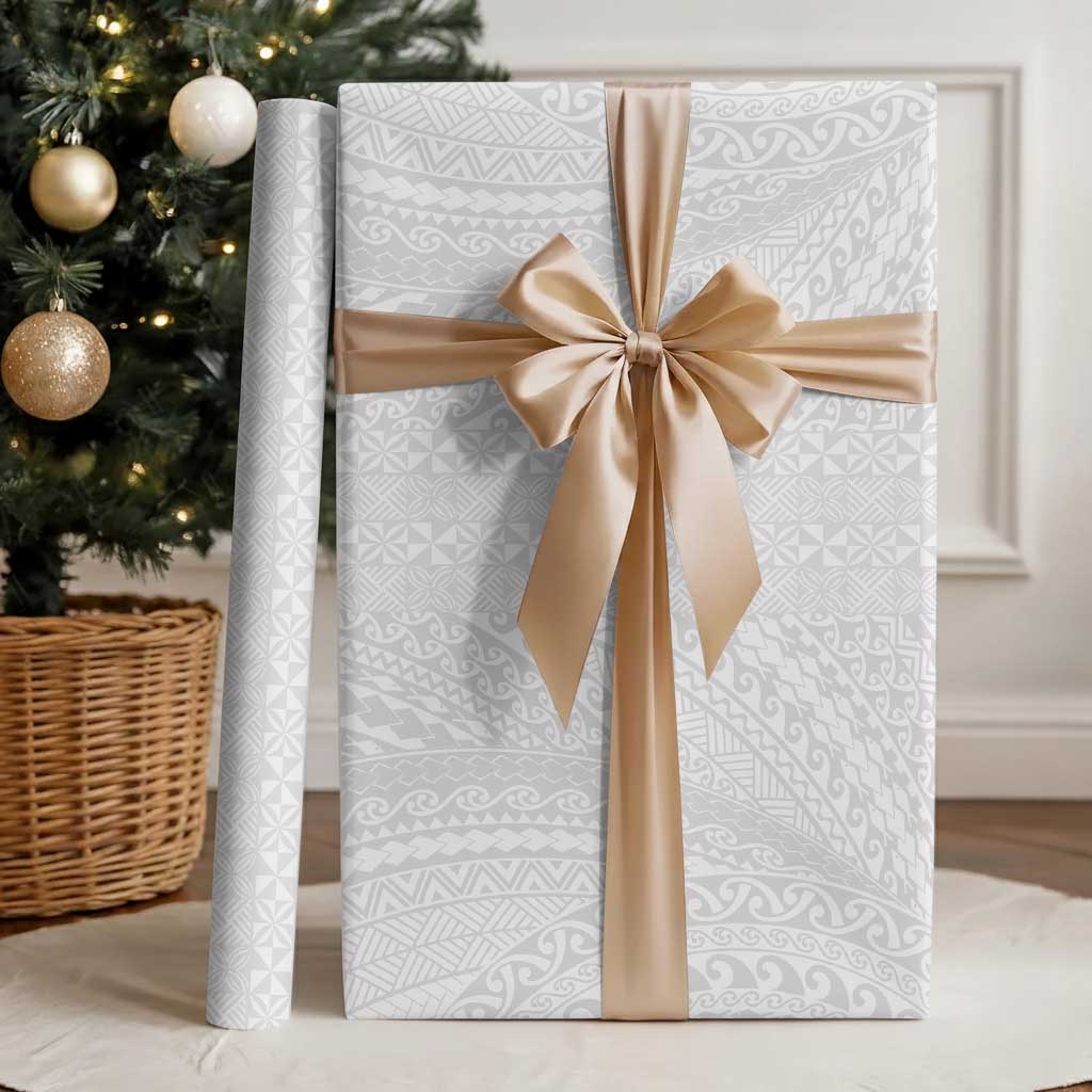 Lotu Tamaiti White Tongan Ngatu Wrapping Paper Polynesian Tribal Fonulei Pattern - Polynesian Pride