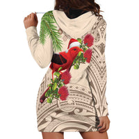 Christmas Hawaii with I'iwi Bird Hoodie Dress Aloha Mele Kalikimaka - Beige Art