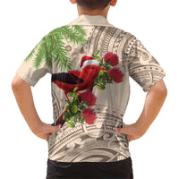 Christmas Hawaii with I'iwi Bird Kid Hawaiian Shirt Aloha Mele Kalikimaka - Beige Art