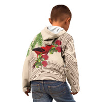 Christmas Hawaii with I'iwi Bird Kid Hoodie Aloha Mele Kalikimaka - Beige Art