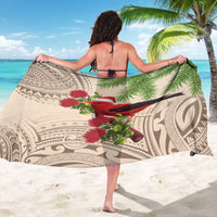 Christmas Hawaii with I'iwi Bird Sarong Aloha Mele Kalikimaka - Beige Art