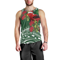 Christmas Hawaii with I'iwi Bird Men Tank Top Aloha Mele Kalikimaka - Green Art