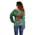 Christmas Hawaii with I'iwi Bird Off Shoulder Sweater Aloha Mele Kalikimaka - Green Art