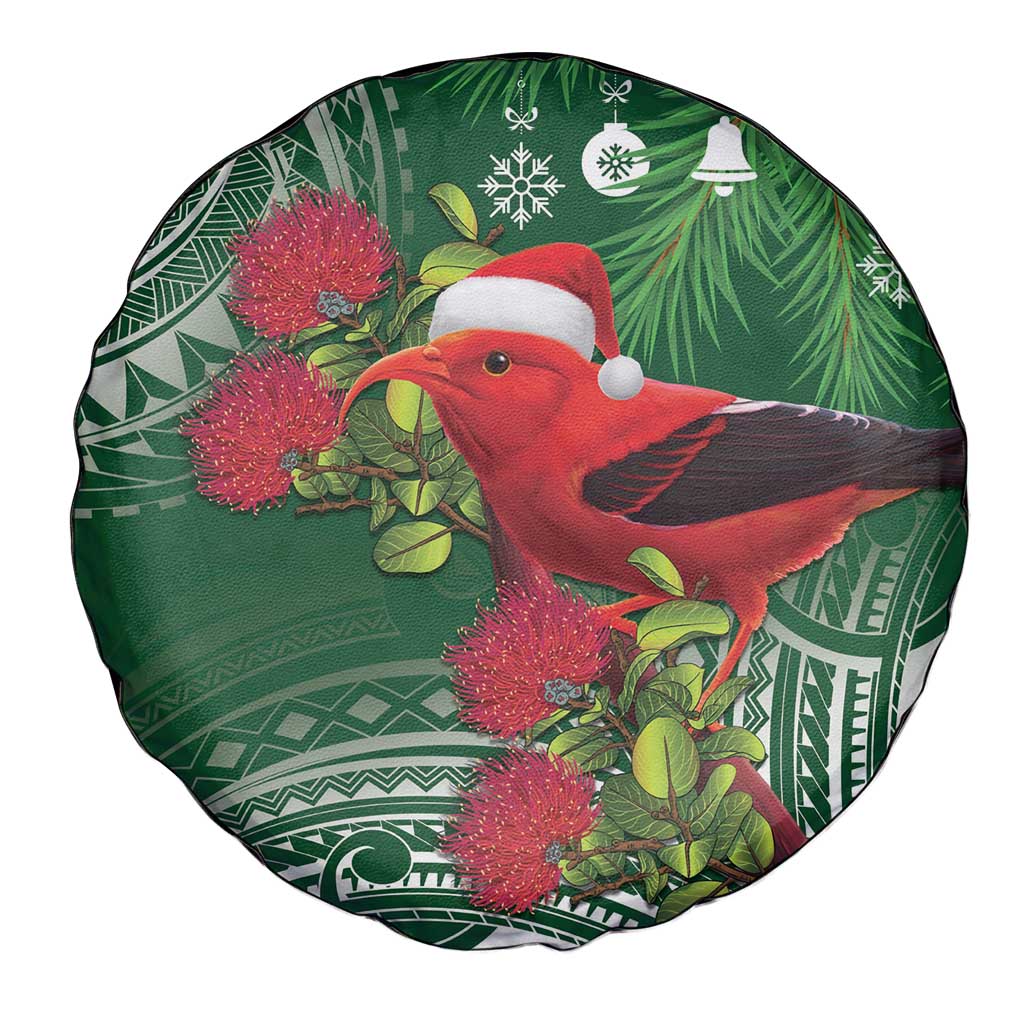 Christmas Hawaii with I'iwi Bird Spare Tire Cover Aloha Mele Kalikimaka - Green Art
