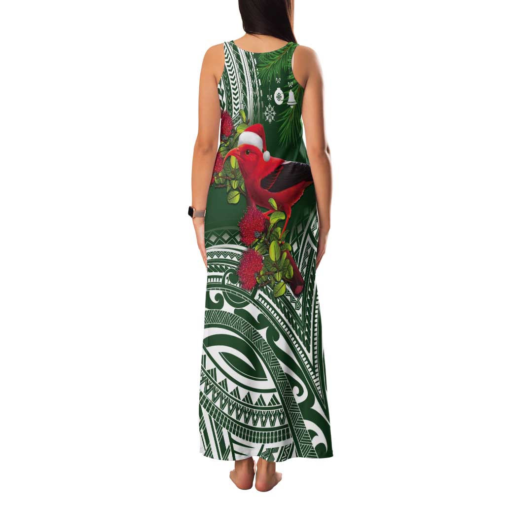 Christmas Hawaii with I'iwi Bird Tank Maxi Dress Aloha Mele Kalikimaka - Green Art