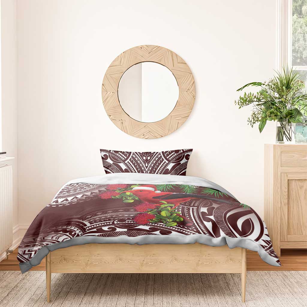 Christmas Hawaii with I'iwi Bird Bedding Set Aloha Mele Kalikimaka - Oxblood Art
