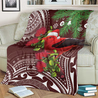Christmas Hawaii with I'iwi Bird Blanket Aloha Mele Kalikimaka - Oxblood Art