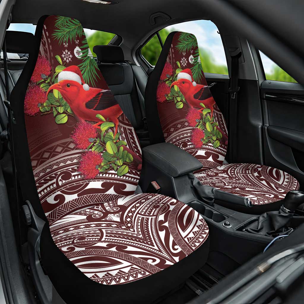 Christmas Hawaii with I'iwi Bird Car Seat Cover Aloha Mele Kalikimaka - Oxblood Art