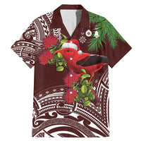 Christmas Hawaii with I'iwi Bird Family Matching Mermaid Dress and Hawaiian Shirt Aloha Mele Kalikimaka - Oxblood Art
