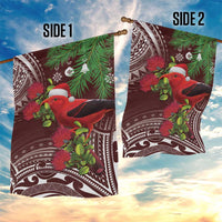 Christmas Hawaii with I'iwi Bird Garden Flag Aloha Mele Kalikimaka - Oxblood Art