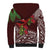 Christmas Hawaii with I'iwi Bird Sherpa Hoodie Aloha Mele Kalikimaka - Oxblood Art