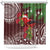 Christmas Hawaii with I'iwi Bird Shower Curtain Aloha Mele Kalikimaka - Oxblood Art