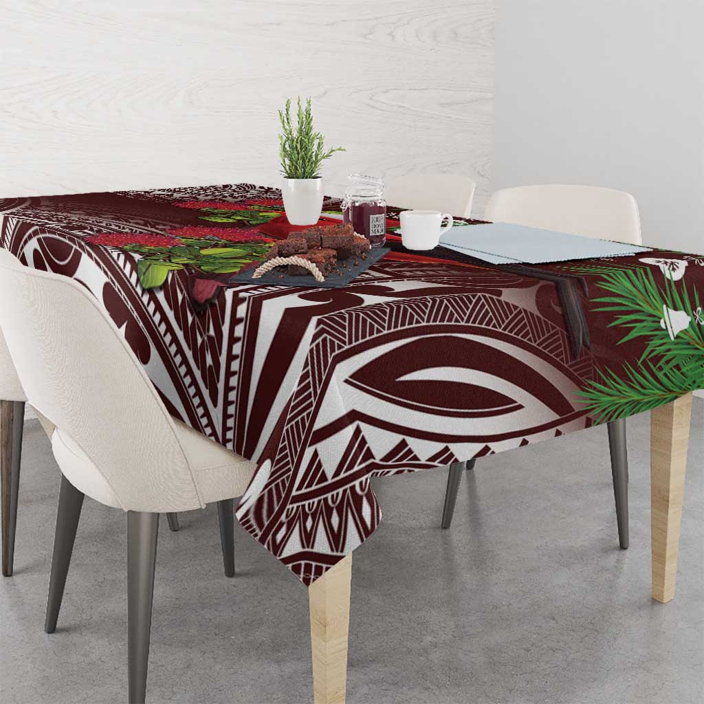 Christmas Hawaii with I'iwi Bird Tablecloth Aloha Mele Kalikimaka - Oxblood Art
