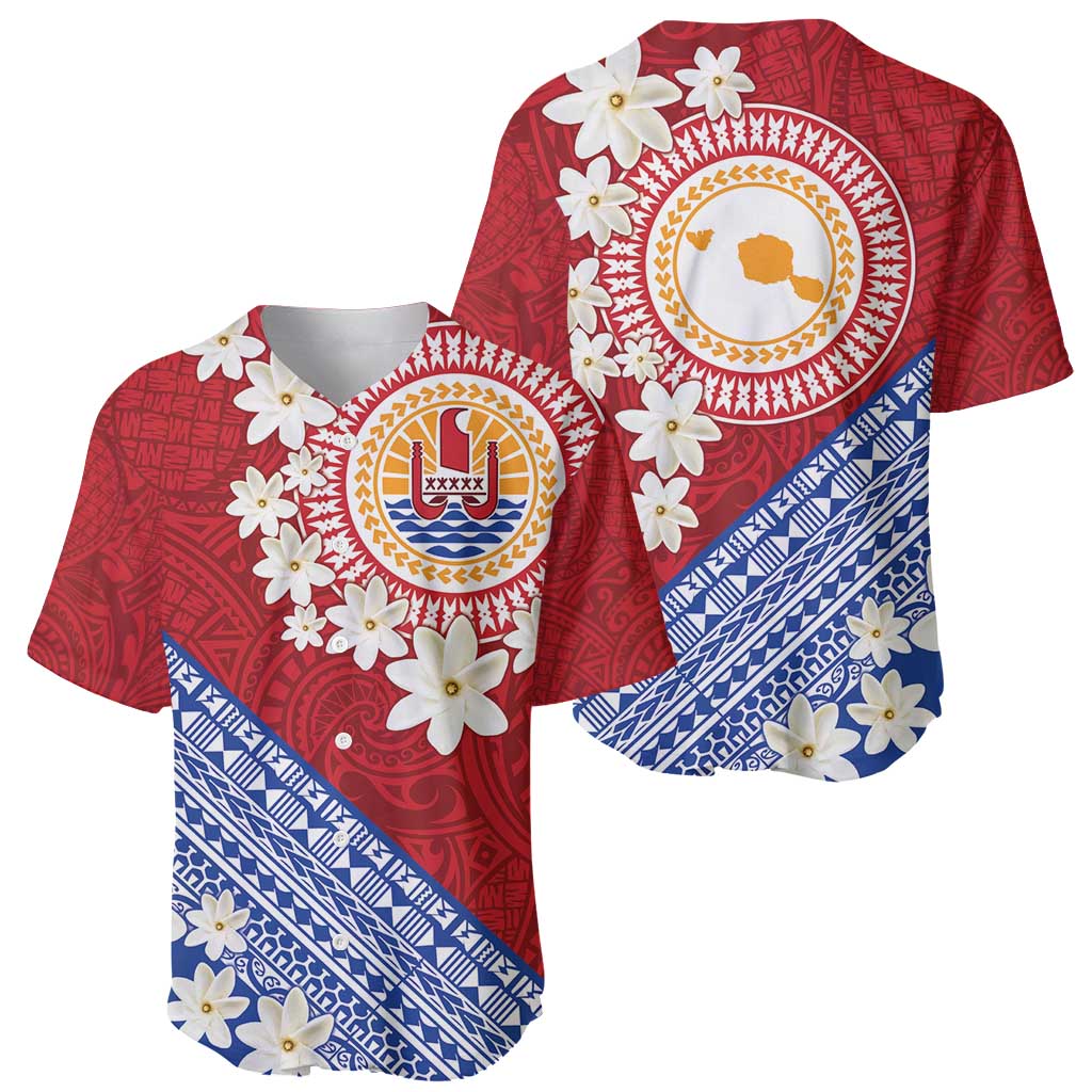French Polynesia Baseball Jersey Tahitian Tiare Flowers Tribal LT9 - Polynesian Pride