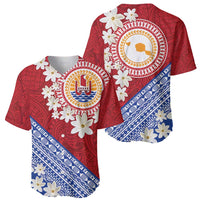 French Polynesia Baseball Jersey Tahitian Tiare Flowers Tribal LT9 - Polynesian Pride