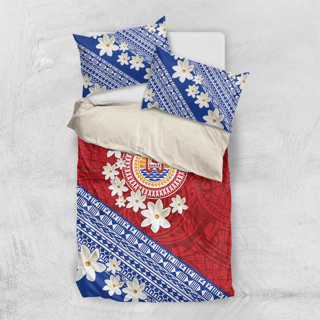 French Polynesia Bedding Set Tahitian Tiare Flowers Tribal LT9 US Twin 172cm x 218cm Red - Polynesian Pride