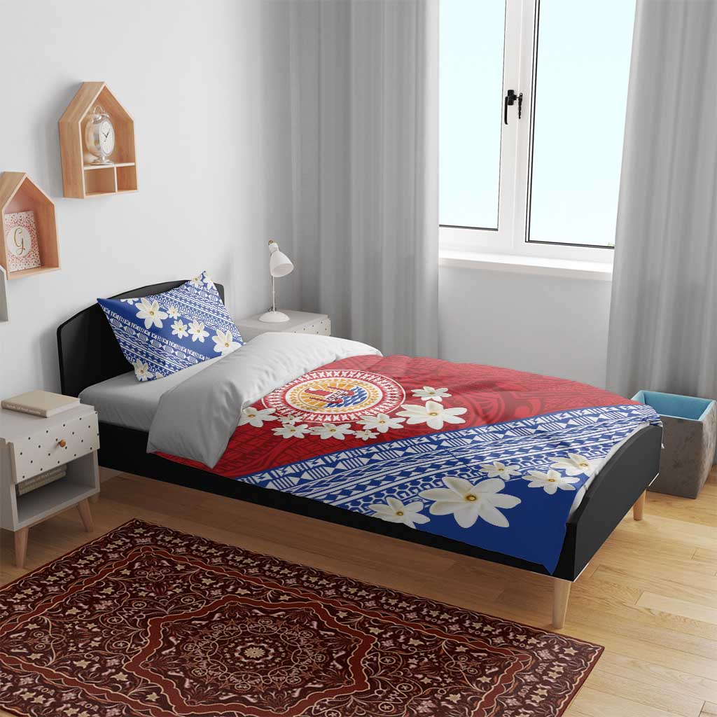 French Polynesia Bedding Set Tahitian Tiare Flowers Tribal LT9 - Polynesian Pride