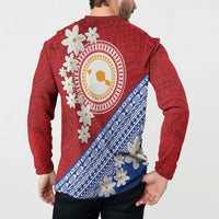 French Polynesia Button Sweatshirt Tahitian Tiare Flowers Tribal LT9 - Polynesian Pride