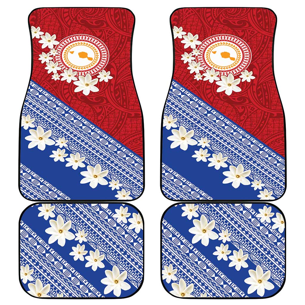 French Polynesia Car Mats Tahitian Tiare Flowers Tribal