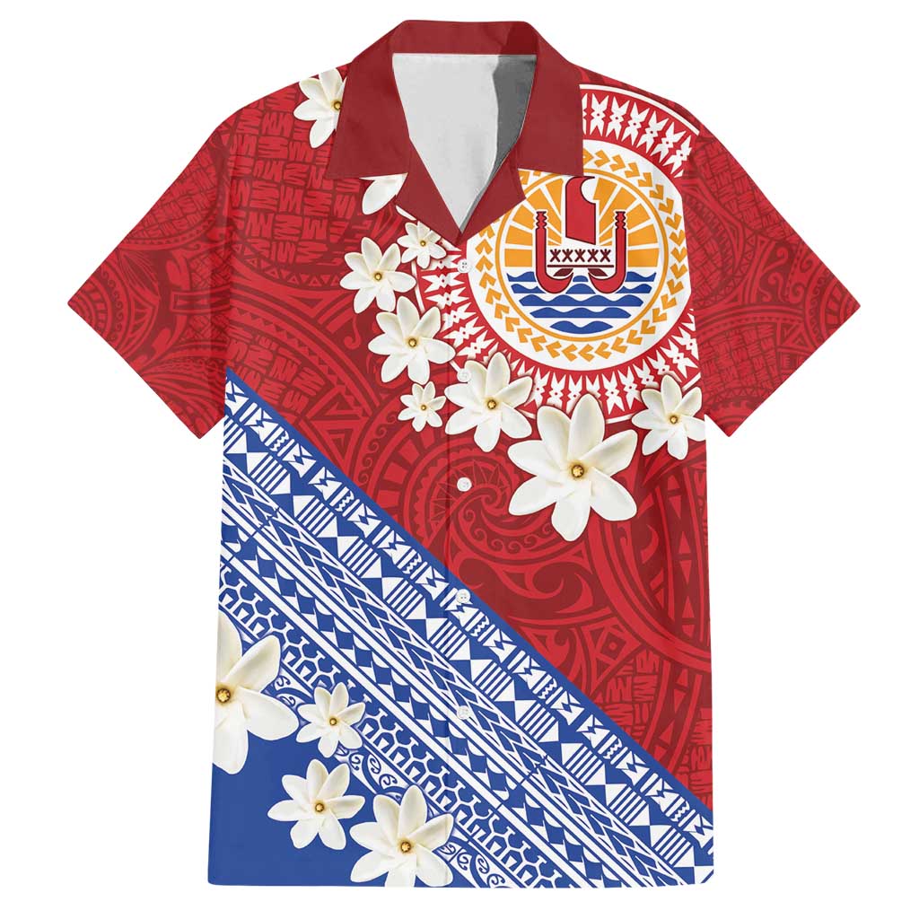 French Polynesia Family Matching Long Sleeve Bodycon Dress and Hawaiian Shirt Tahitian Tiare Flowers Tribal LT9 Dad's Shirt - Short Sleeve Red - Polynesian Pride