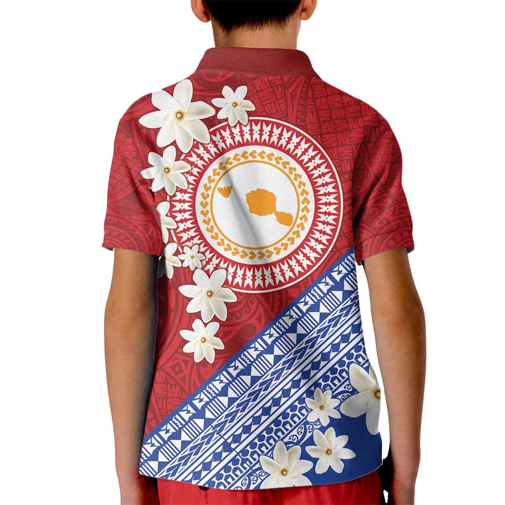French Polynesia Kid Polo Shirt Tahitian Tiare Flowers Tribal LT9 - Polynesian Pride