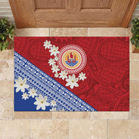 French Polynesia Rubber Doormat Tahitian Tiare Flowers Tribal LT9 Red - Polynesian Pride