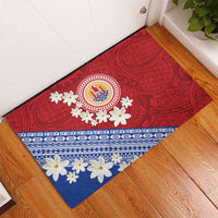 French Polynesia Rubber Doormat Tahitian Tiare Flowers Tribal LT9 - Polynesian Pride