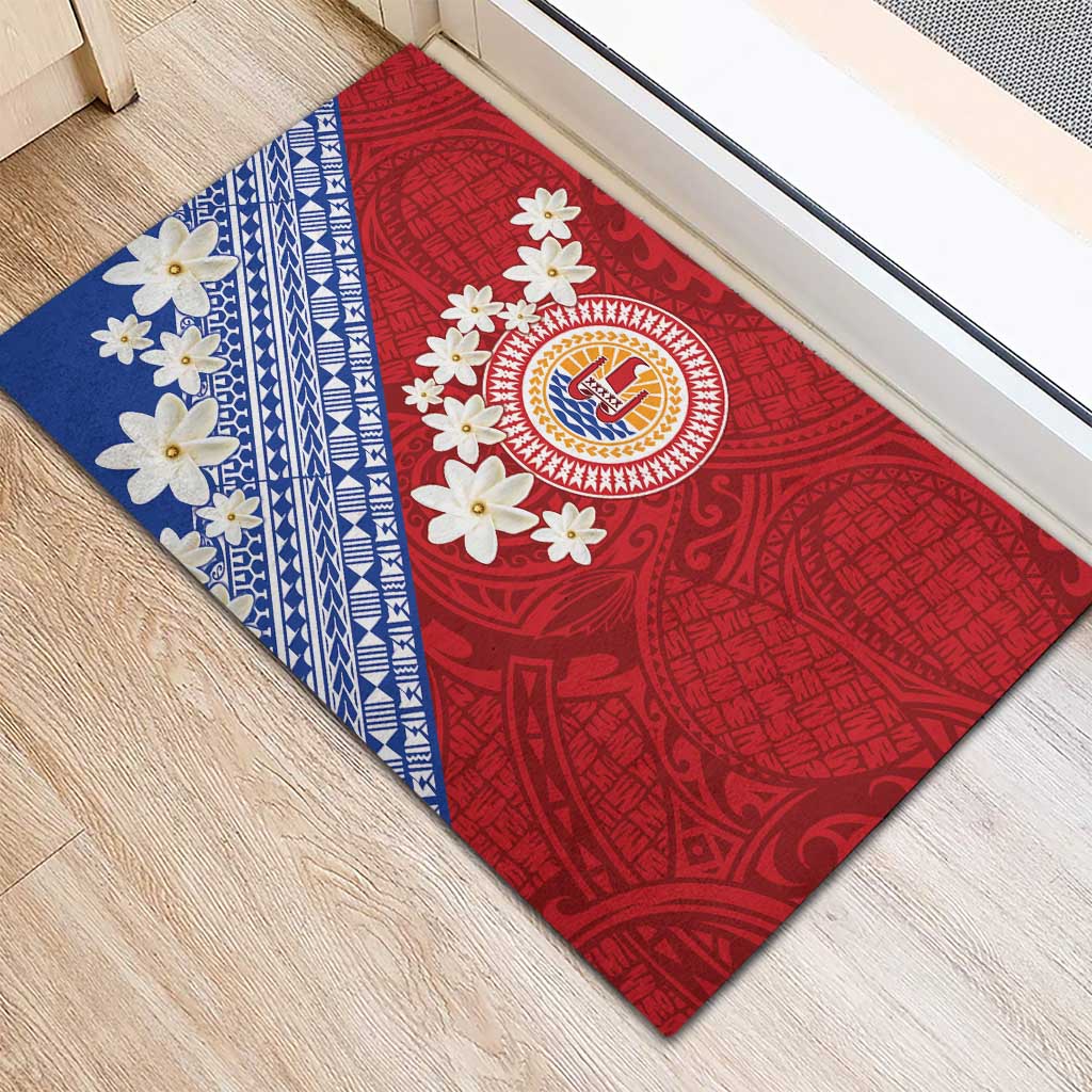 French Polynesia Rubber Doormat Tahitian Tiare Flowers Tribal LT9 - Polynesian Pride