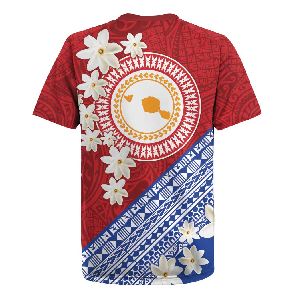 French Polynesia Rugby Jersey Tahitian Tiare Flowers Tribal