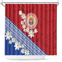 French Polynesia Shower Curtain Tahitian Tiare Flowers Tribal LT9 Red - Polynesian Pride