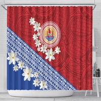 French Polynesia Shower Curtain Tahitian Tiare Flowers Tribal LT9 - Polynesian Pride